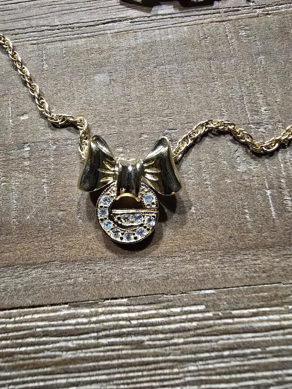 Vintage GIVENCHY Crystal G Logo Bow Pendant Necklace Authentic w/ CoA